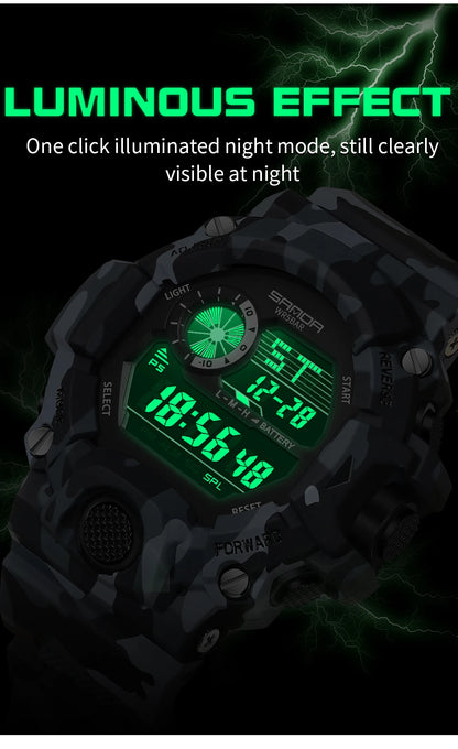 SANDA 2183 Fashion Military Student Electronic Watch Multi functional Timer Waterproof LED Student Electronic Digital Watch