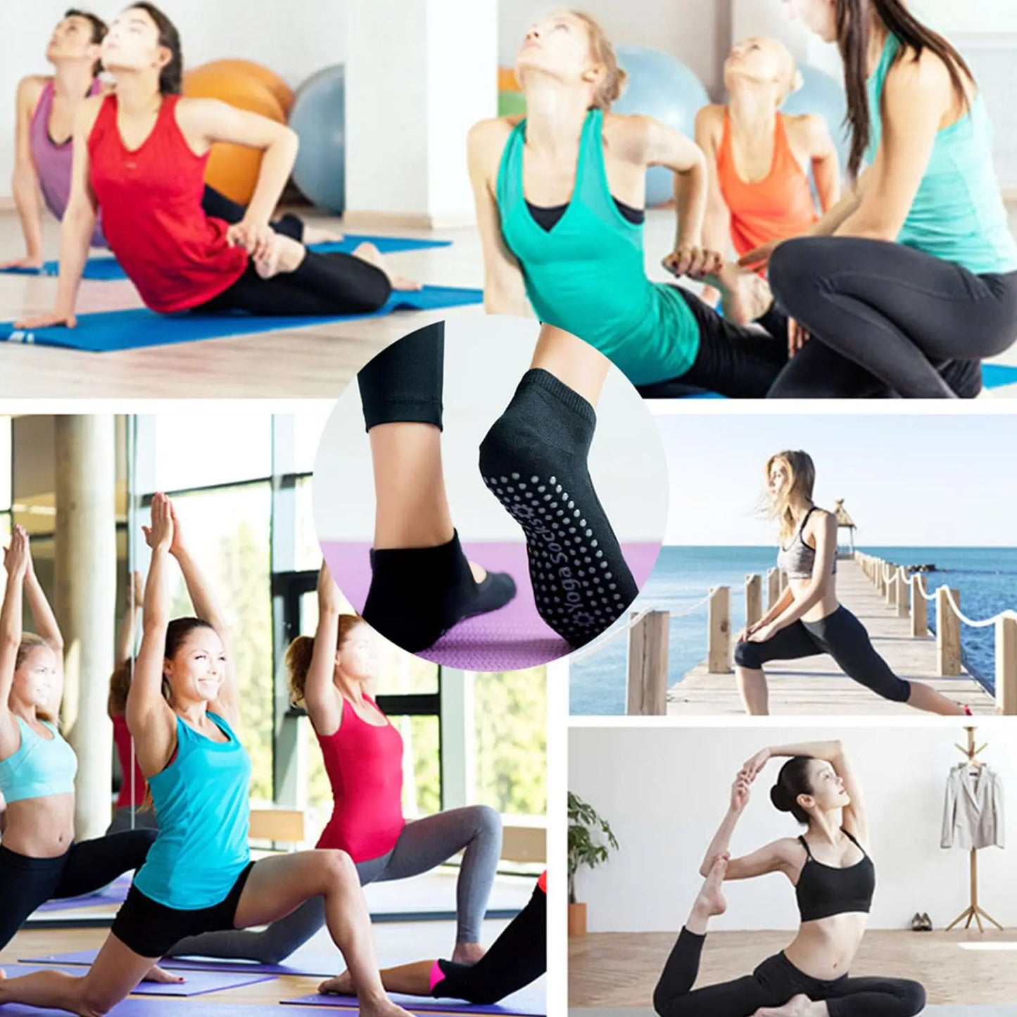 Yoga Socks Women Professional Pilates Socks Anti-Slip Breathable Backless Ankle Ladies Ballet Dance Sports Socks for Fitness Gym