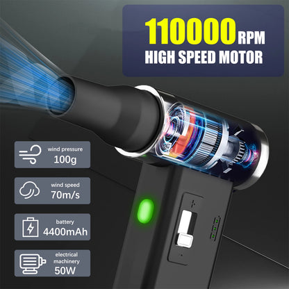 Mini Cordless Hair Dryer Multifunctional Electric Air Duster Hair Dryer Travel Portable USB Rechargeable Negative Ion Hair Dryer