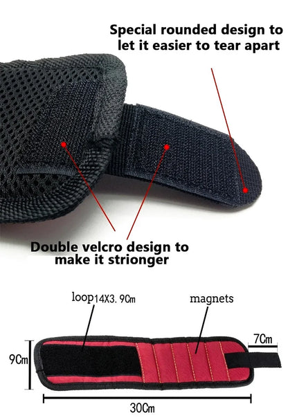 Magnetic Wristband for Holding Screws,Nails,Drilling Bits,Wrist Tool Holder Belts with Strong Magnets,five Rows of Ten Magnets