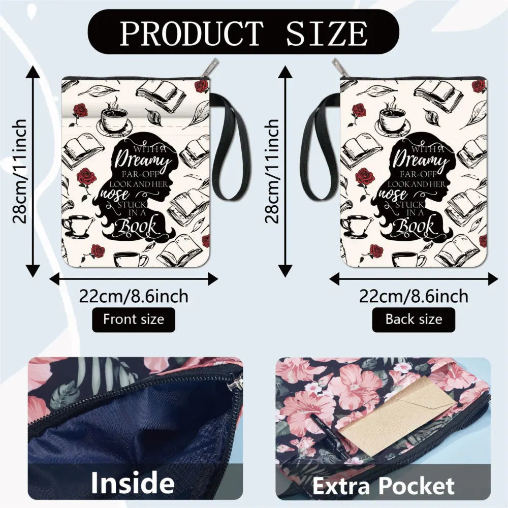 1pc Flower Book Sleeve Leaves Book Protector Plant Book Covers for Paperbacks Washable Fabric Cloth Book Cover with Zipper