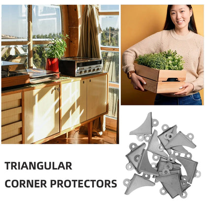 Metal Corner Protectors Durable Iron Triangular Design Protective Guards Silver For Boxes Wood Cases Furniture Hardware