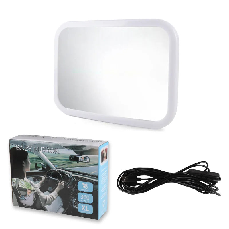 Observation Mirror With Light HD Large Vision Car Accessories Rearview Baby Rear View Child Interior Parts Automobiles