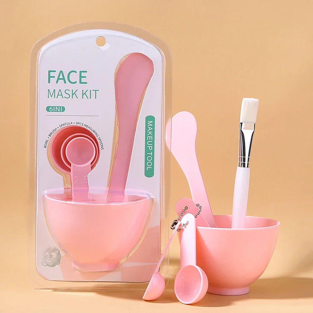 DIY 6 Set Silicone Mask Mud Essential Oil Bowl Skin Care Mud Bowl Spoon Tools Convenient Clean Durable Makeup Portable Skin Care