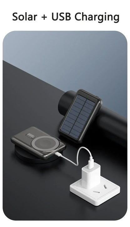 2025 15W Solar Magnetic Power Bank 20000mAh, Wireless Fast Charging USB-C, PD20W Fast Charge, Portable Solar Charger for Phones