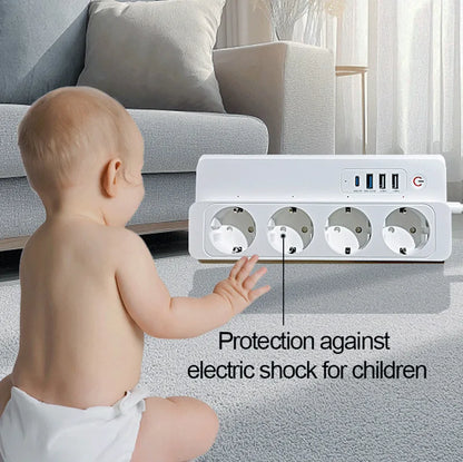 Smart Power Strip Zigbee 3.0 16A PD20W Fast ChargingSmart Multiple Socket Wall Mounted Timer Voice Control and Remote Control