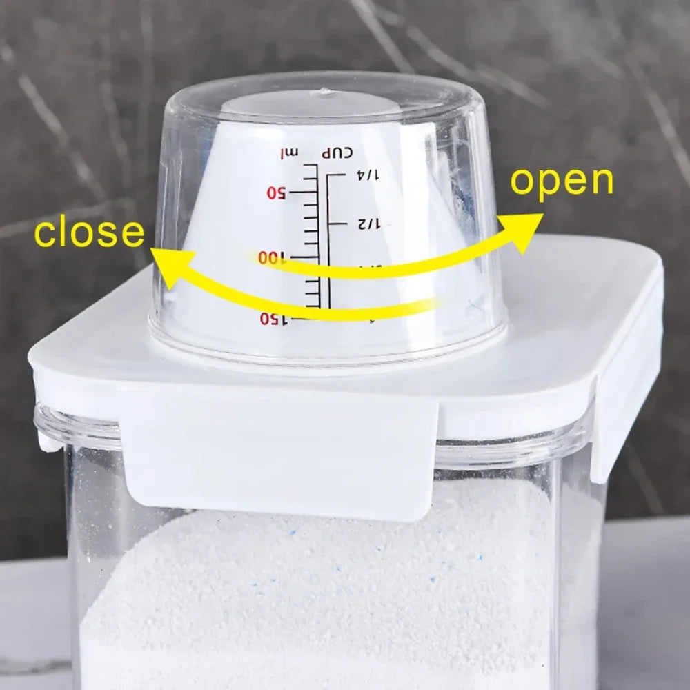 2300ML Laundry Detergent Dispenser with Lids Clear Airtight Detergent Powder Storage Box Container Refillable Bleach Storage Jar