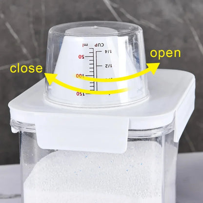 2300ML Laundry Detergent Dispenser with Lids Clear Airtight Detergent Powder Storage Box Container Refillable Bleach Storage Jar