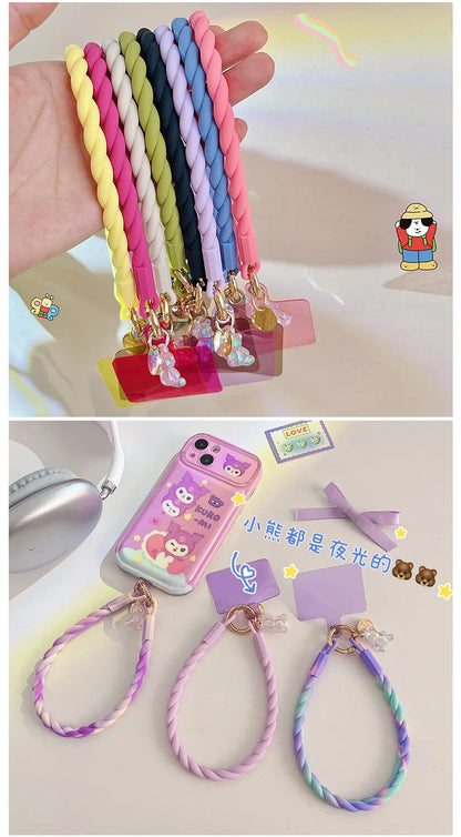 Luminous Bear Silicone Mobile Phone Lanyard Round Soft Ring Mobile Phone Chain Silicone Wrist Anti-loss Mobile Phone Lanyard