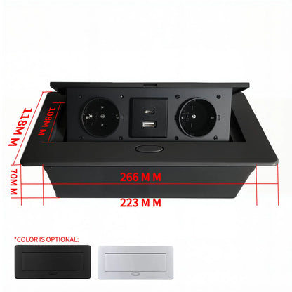 Multifunctional Slow-Rise Pop-Up Socket with USB/HDMI - Aluminum Alloy Embedded Conference Desk Socket