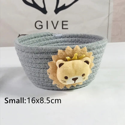 Cartoon Animals Hand Woven Storage Basket Kids Toys Desktop Organizer Sundries Storage Box Laundry Baskets storage box