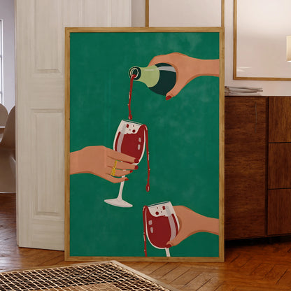 Modern Abstraction Filled With Wine Cheers Wall Art Printmaking Canvas Painting Poster Pictures Living Waterproof Home Deco