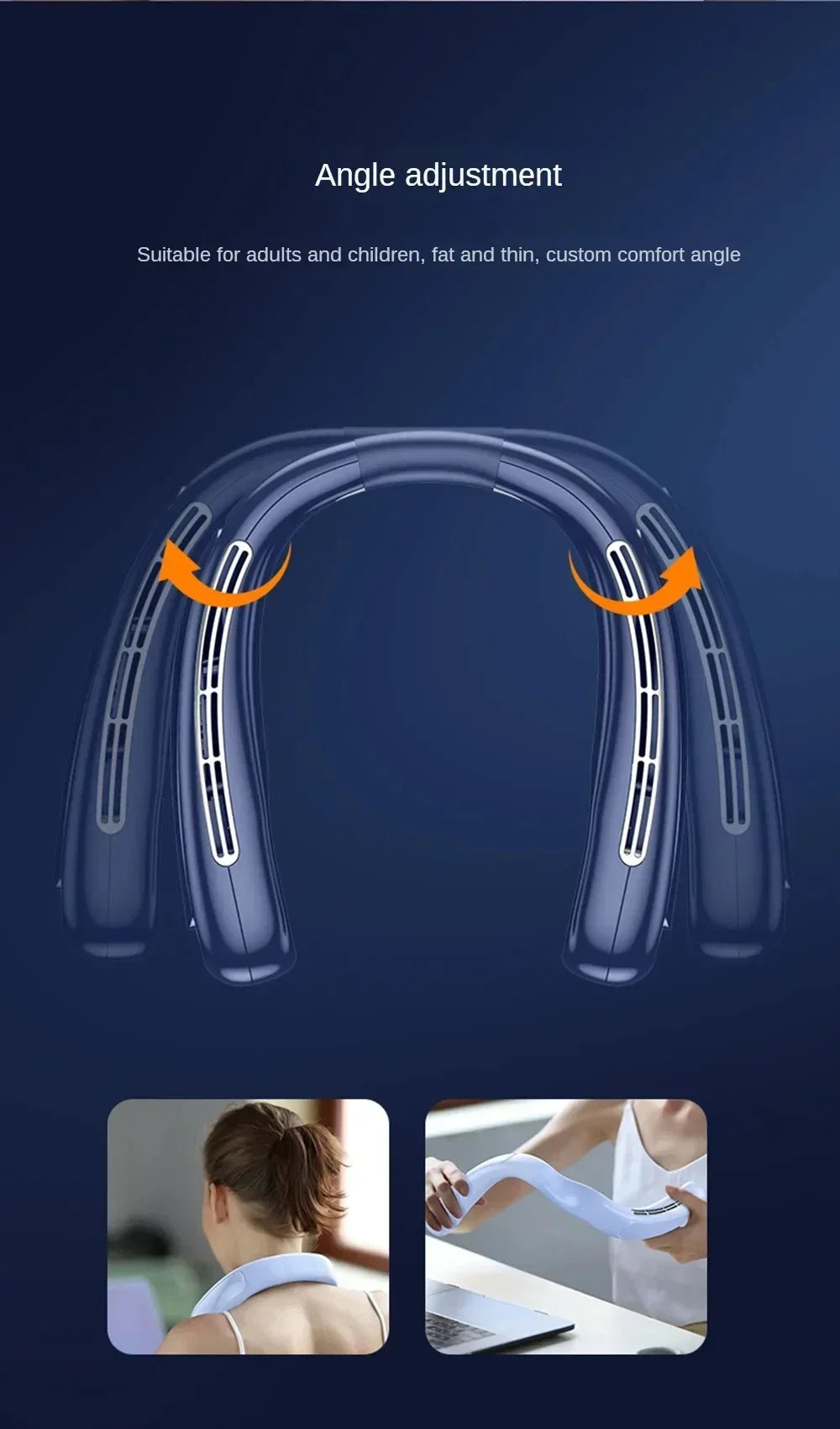 15000mah Portable Neck Fan Smart Digital Display USB Rechargeable Outdoors Bladeless Silent Cooling Neck Fan For Summer Sport