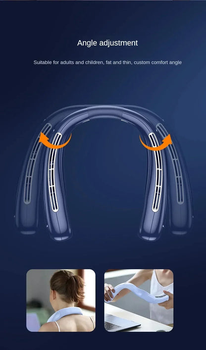 15000mah Portable Neck Fan Smart Digital Display USB Rechargeable Outdoors Bladeless Silent Cooling Neck Fan For Summer Sport