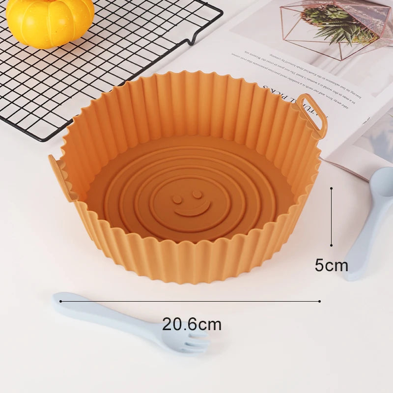 Silicone Air Fryer Liners Round Reusable Airfryer Basket Easy to Clean Air Fryers Silicone Pot Baking Tray Oven Accessories