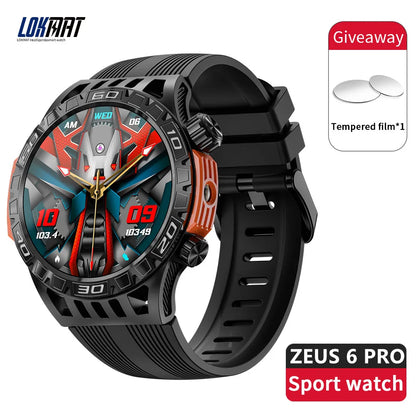 LOKMAT ZEUS 6 PRO Smart Watches Bluetooth Calls Flashlight Waterproof Smartwatches 1.46'' Screen Compass Sport Fitness Tracker