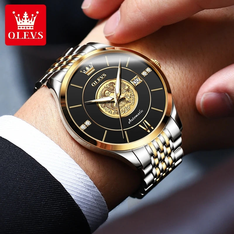 OLEVS brand watch Xianglong relief fully automatic mechanical watch men's watch men's watch 6693