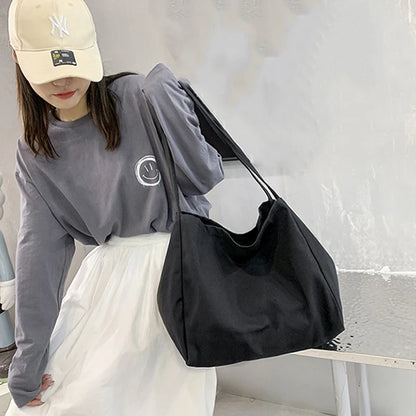 Casual Large Capacity Canvas Shopper Totes High Quality Eco Reusable Grocery Handbag For Women Travel Shoulder Bags Daily Pouch