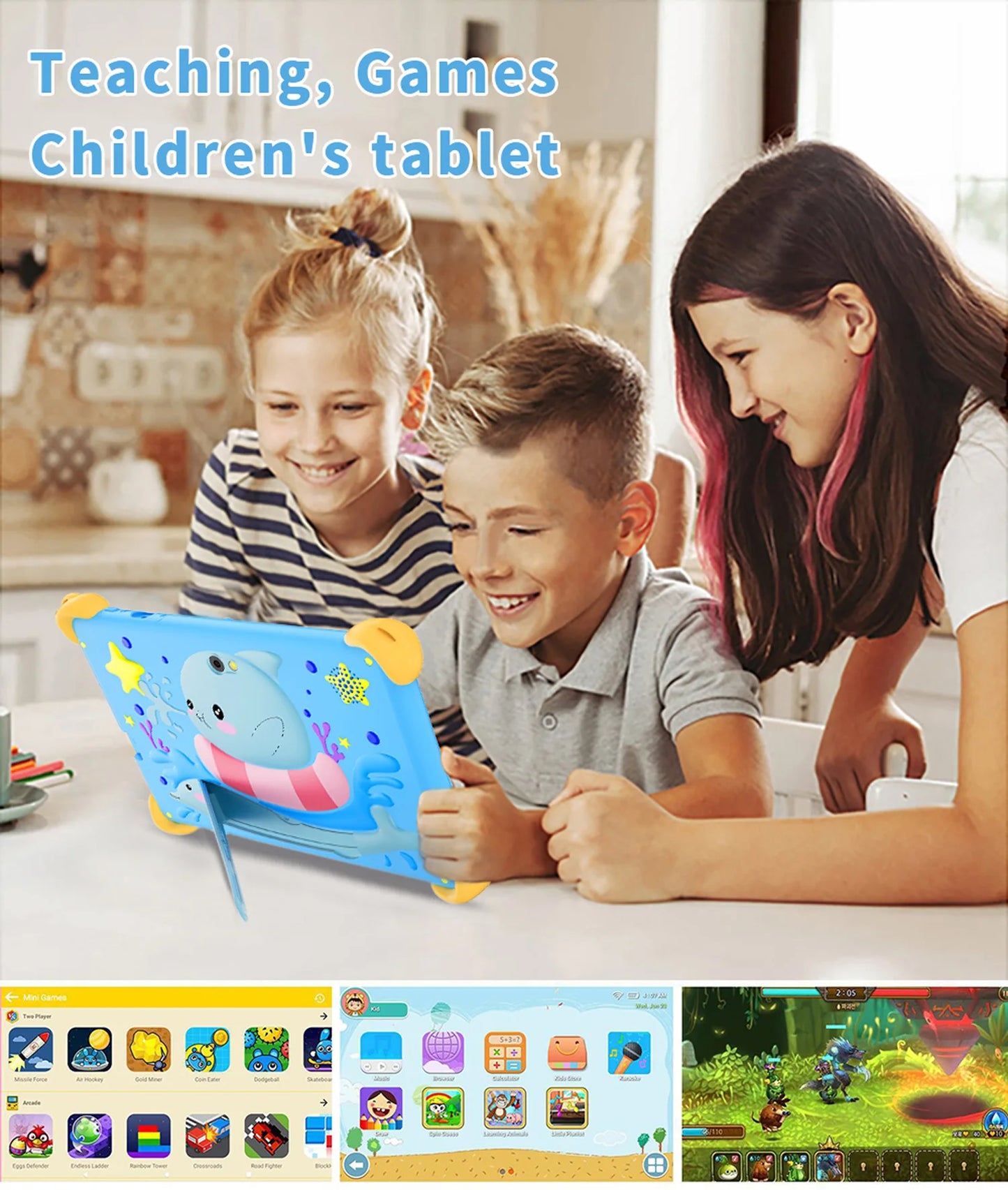 2025 New 7 Inch Cartoon Pattern Kids' tablets Quad Core 4GB RAM 64GB ROM 5G WiFi Learning Education Games Tablet Children's Gift