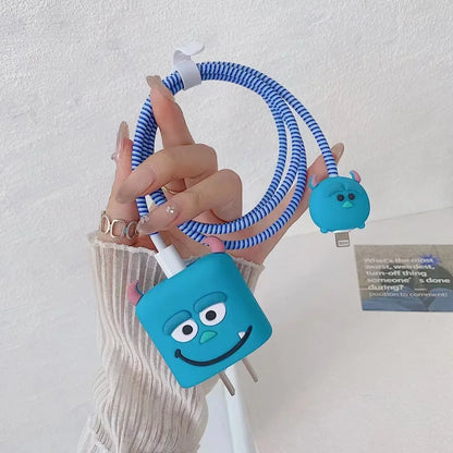4Pcs Set Cable Protector for iPhone / iPad 18W/20W Charger Protector Case 3D Cartoon Cable Management Phone Wire Cord Organizers