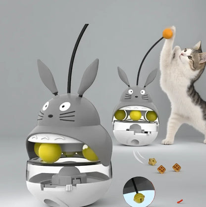 Interactive Cat Feeder Toy - Treat Dispenser & Exercise Toys for Indoor Cats, Fun Food Puzzle with Bell, Pet Feeding Game