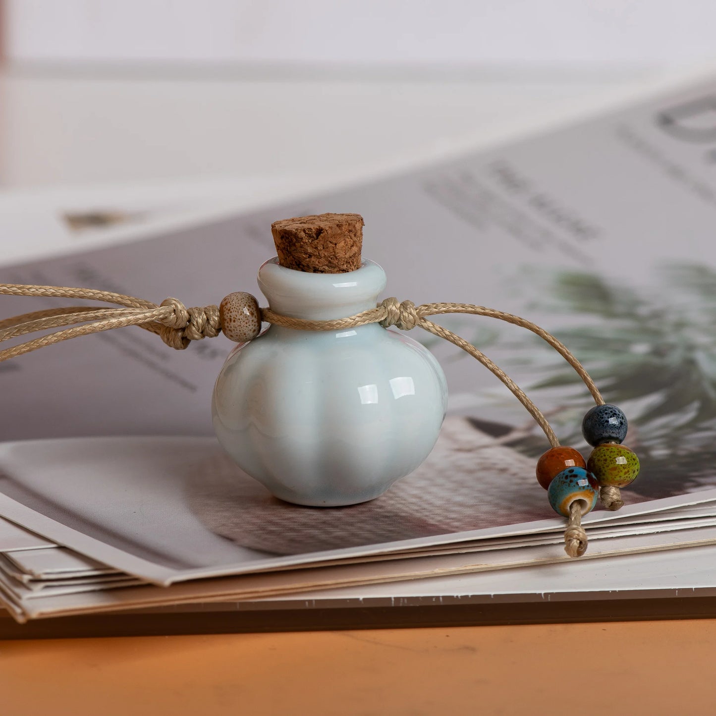 Handmade Ceramic Perfume Bottle Pendant Essential Oil Diffuser Artisan Craft Jewelry