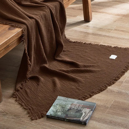 Soft Cotton Blankets Four Layers Of Gauze Sofa Cover Throw Blanket with Tassel Office home Decorative all season
