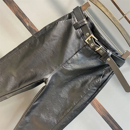 Palazzo Pants Women's Pants Imitation Leather Trousers 2023 New Autumn And Winter Pu Pencil High Faux pants