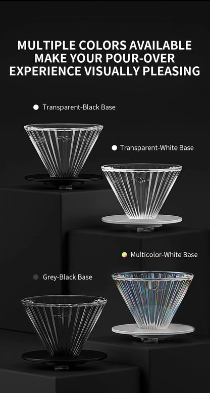 MHW-3BOMBE Pour Over Coffee Dripper Glass Coffee Dripper Coffee Filter Cup Reusable Coffee Drip Filter Cone Coffee Maker