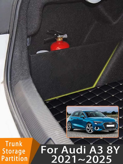 Auto Accessories For Audi A3 8Y 2021~2025 2022 2023 Car Upgrade Organizer Trunk Side Partition Trunk Interior Storage Box Parts