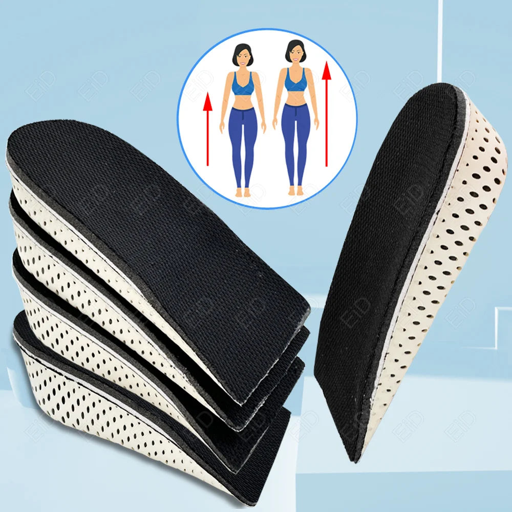 Height Increase Half Shoe Insoles Heel Insert Sports Shoes Pad Cushion Arch Support Unisex 2-5 CM Invisible Heighten Sole Insole