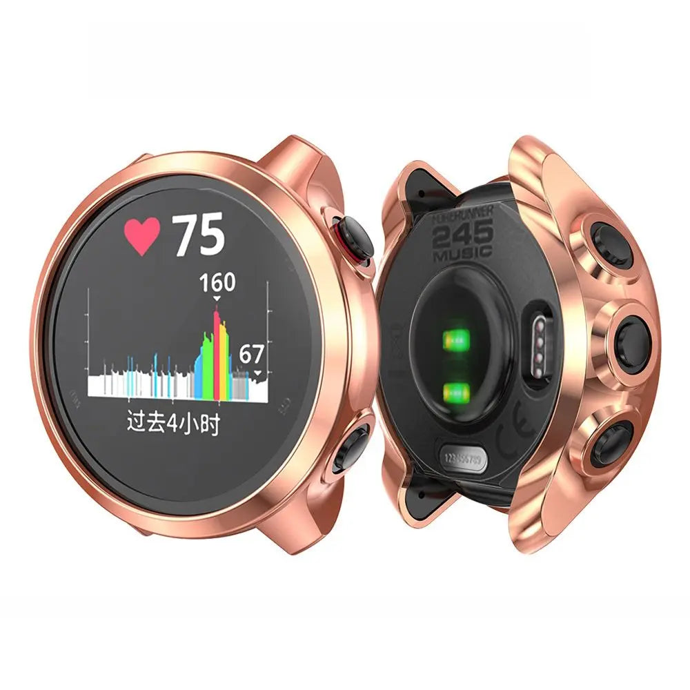For Garmin Forerunner 245 / 245M Soft TPU Watch Case Protective Cover Screen Protectors