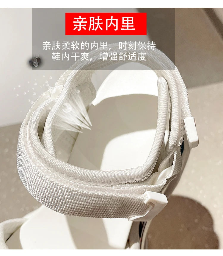 Summer High Platform Women Sandals Buckle 10CM Wedges Bling Shoes Fashion 2023 Outside Chunky Sandals Beach Casual Slides Woman