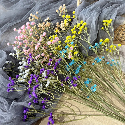 Artificial Plastic Soft Rubber Gypsophila Babys Breath Flower Branches Wedding Bouquet Floral Arrangement Accessories Home Decor