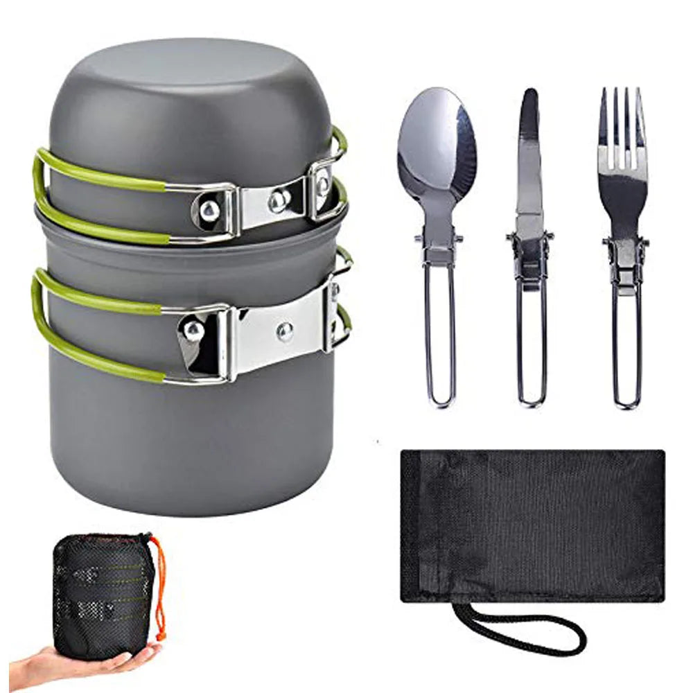 Portable Camping Cookware Kit for Backpacking Gear Camping Cooking Set Easy Storage Backpack Camping Pots Outdoor Cooking