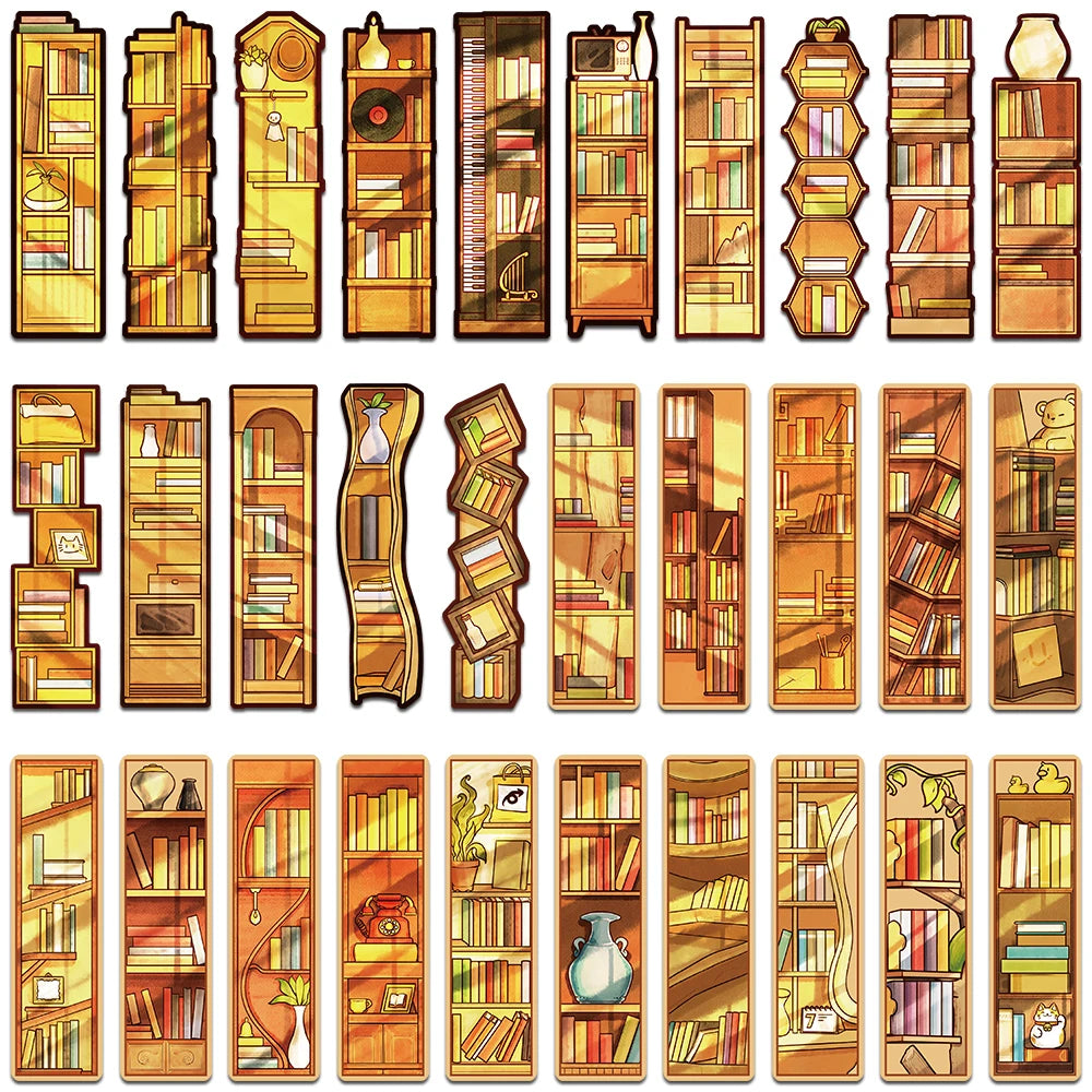 30pcs Creative Bookshelves Bookmarks Decoration Cards Reading Pages Books Labeled Aesthetic Bookmarks School Stationary Supplies