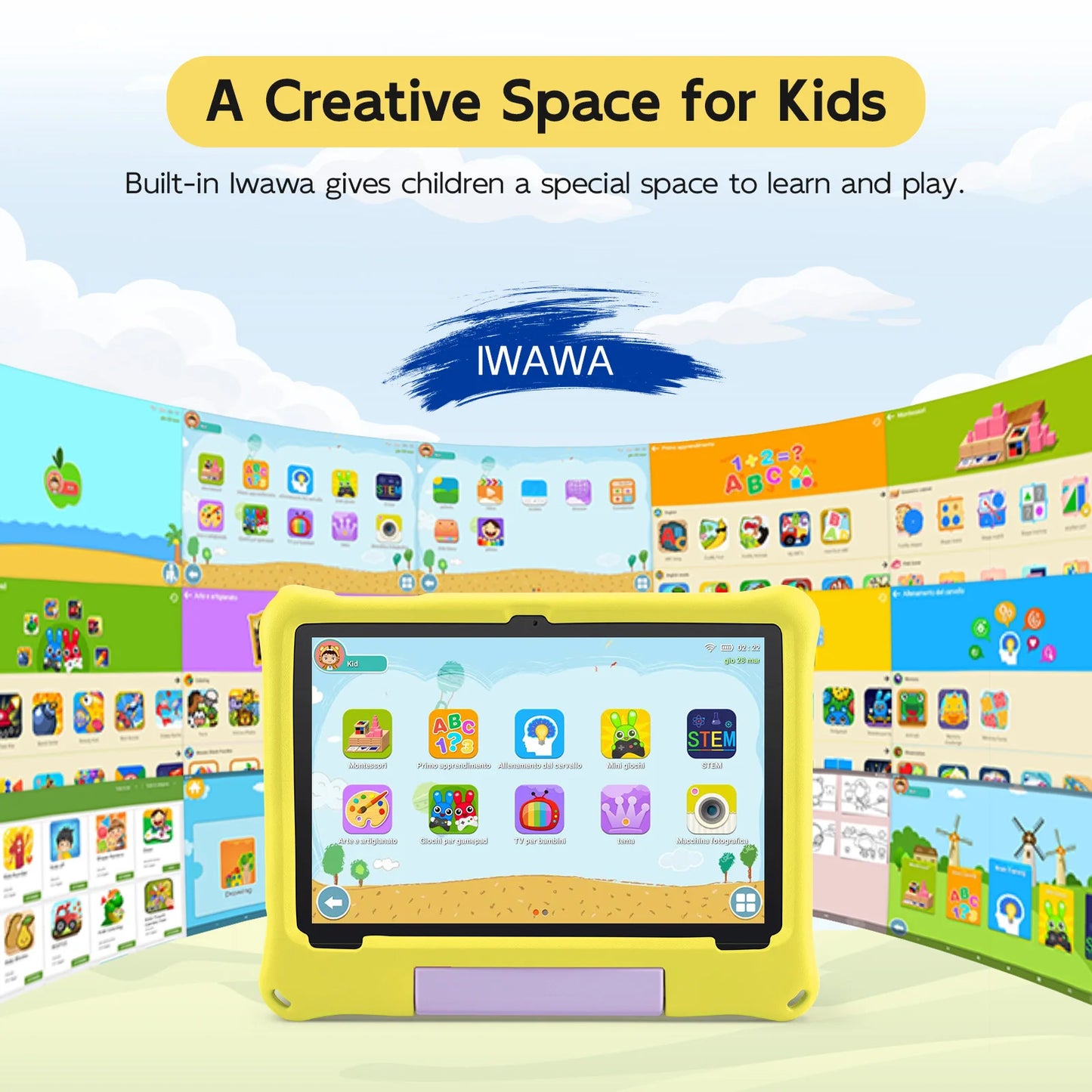 10.1 inch Android 15 Kids Tablet 8GB(4+4 Expand) RAM 64GB ROM 5000Mah Octa-core Children Learning Educational Children's Tablets