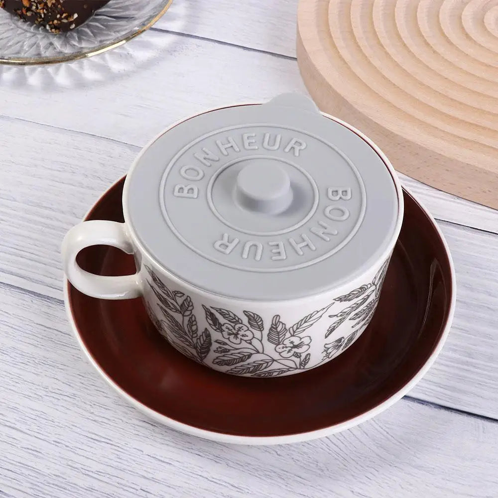Mugs Lid With Convex Handle Silicone Glass Cup Cover Round Heat-Resistant Cup Lid Dustproof Universal Mug Sealed Cap Pantry