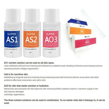 AS1 SA2 AO3 30ml High Concentrated Solution Liquid For  Dermabrasion Beauty Machine Kit of 3 Serums Skin Deep Cleaning Skin Care