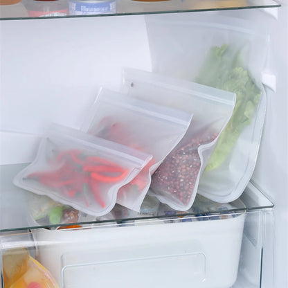 Reusable Food Storage Bag Stand Up Zip Shut Bag Leakproof Containers Fresh Vegetables Fruits Storage Bag Fresh Wrap Ziplock Bag