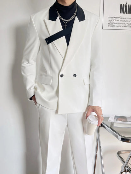 New Designer Men Suit Costume Loose Fit 2-Piece Set Oversized Business Matching Set (Blazer+Pants) Casual Outfits Suit Fashion