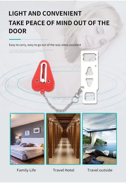 Security Portable Door Lock Latch No Drill Manual Hotel Room Devices For Add Security Holes Removable For Travel Safety