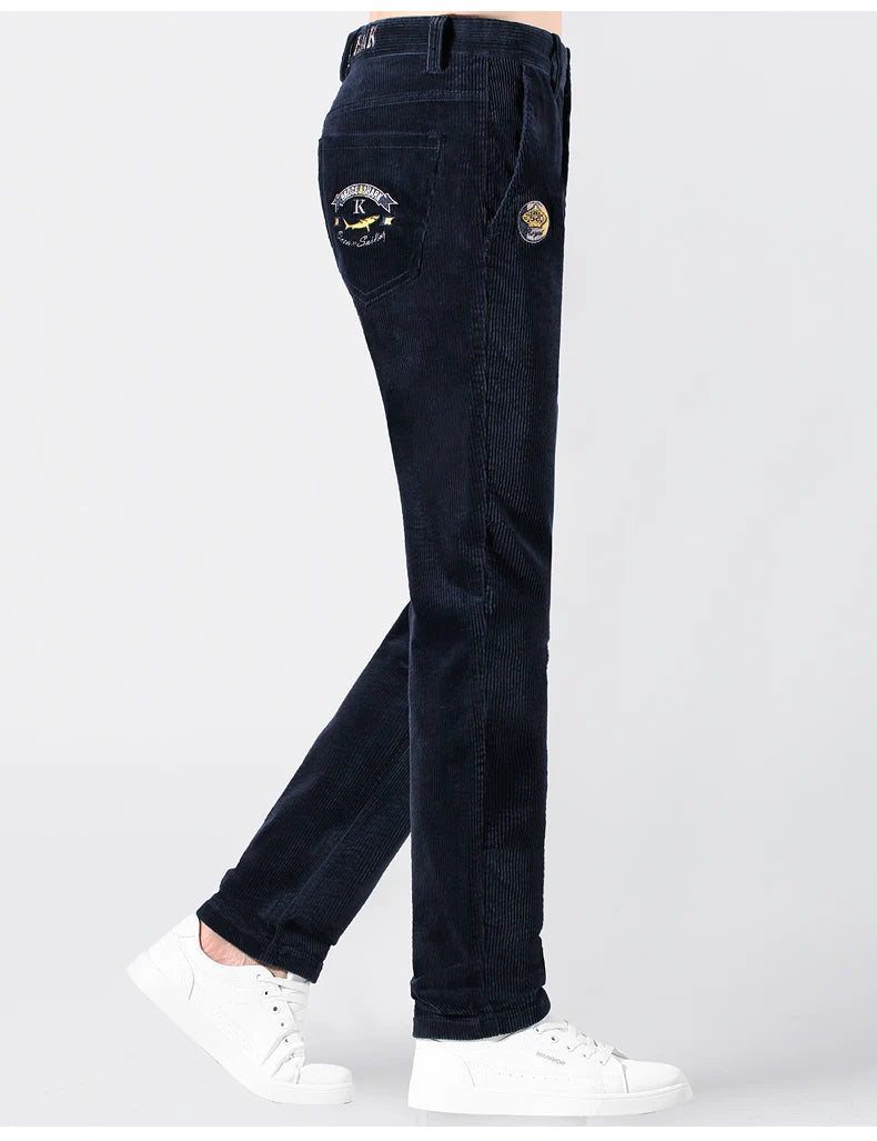 2024 Winter Corduroy Pants for Men Casual Stretch Cotton Straight  Mens Trousers Mid Waist Korean Style  Free Delivery Plus Size