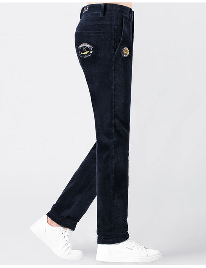 2024 Winter Corduroy Pants for Men Casual Stretch Cotton Straight  Mens Trousers Mid Waist Korean Style  Free Delivery Plus Size