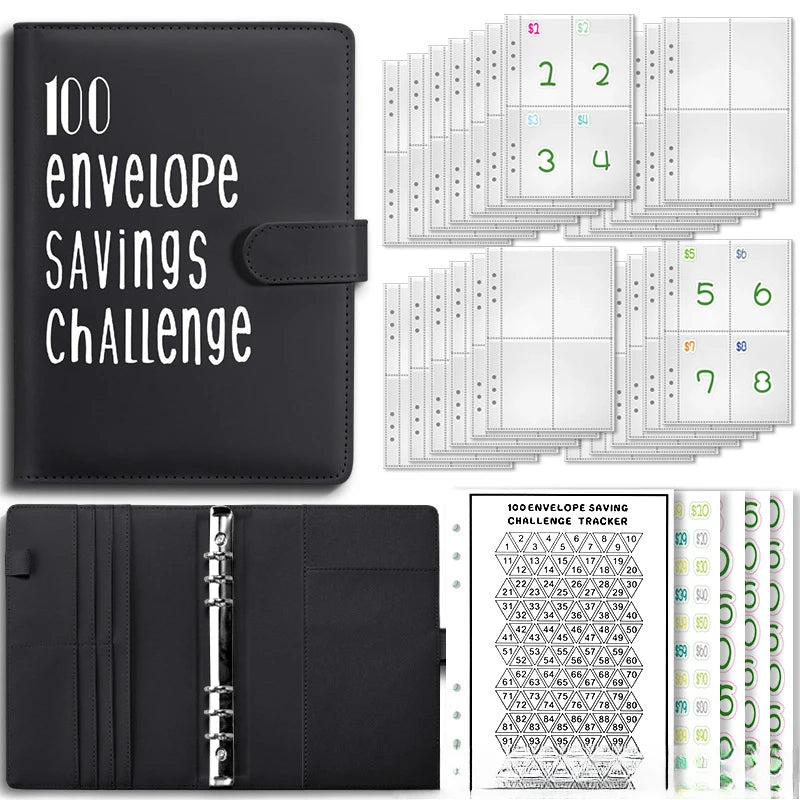 100 Envelope Cash Savings Challenge, Saving Challenge Envelop Book, Budget Envelope Financial Assistant, A5 Size Cash Binder
