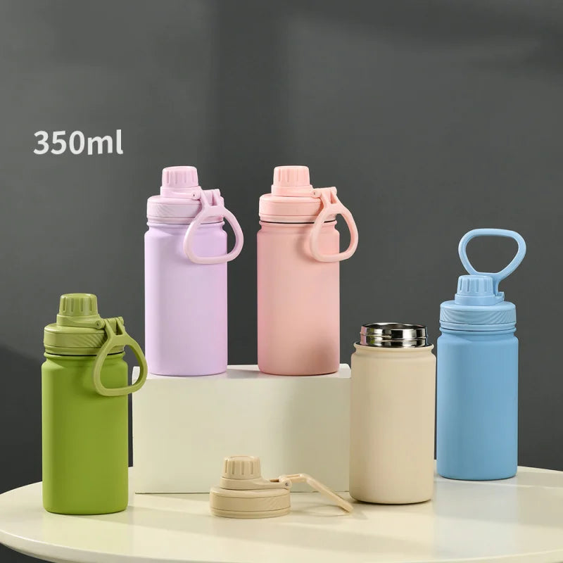 350ml Stainless Steel Sports Water Bottle, 316 Stainless Steel Sports Handle Cover, Outdoor Sports Insulated Thermos