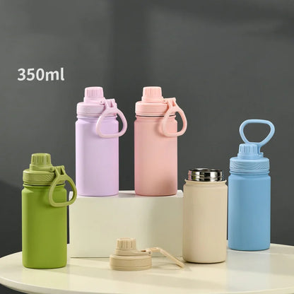 350ml Stainless Steel Sports Water Bottle, 316 Stainless Steel Sports Handle Cover, Outdoor Sports Insulated Thermos