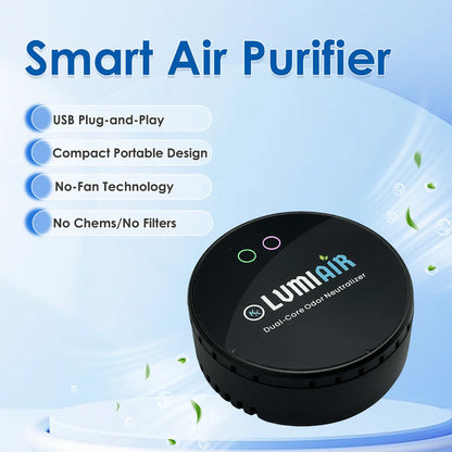 Smart Air Purifier/Deodorizer-USB-Powered Air Cleaner with Dual-core chip, Low Noise Operation for Smalller Spaces