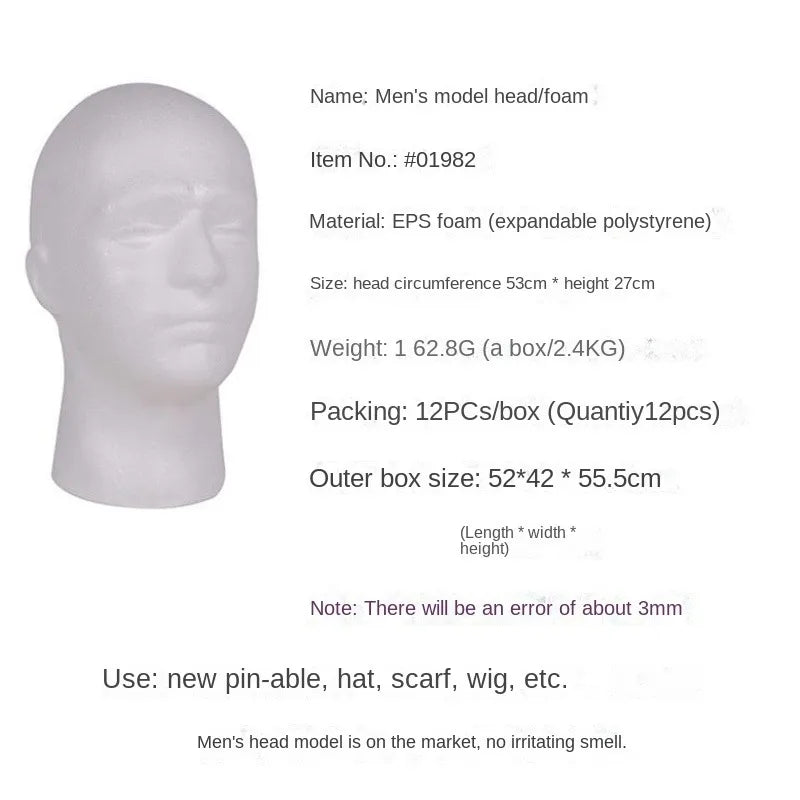 Head Mould Foam Family Foam Head Foam Head Fixed Props Display Head Wig Practice Plastic Wig Crochet Hooks