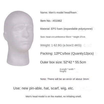 Head Mould Foam Family Foam Head Foam Head Fixed Props Display Head Wig Practice Plastic Wig Crochet Hooks